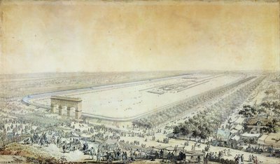 Gesamtansicht des Champ-de-Mars während des Fête de la Fédération, 14. Juli 1790 von Jacques Francois Joseph Swebach